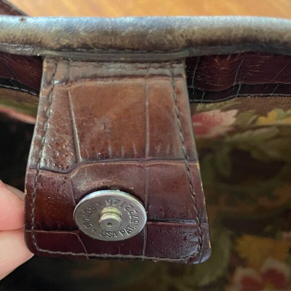 Vintage Brighton Croc Embossed Pattern Leather Shoulder Purse Brown Burgundy - Picture 10 of 15